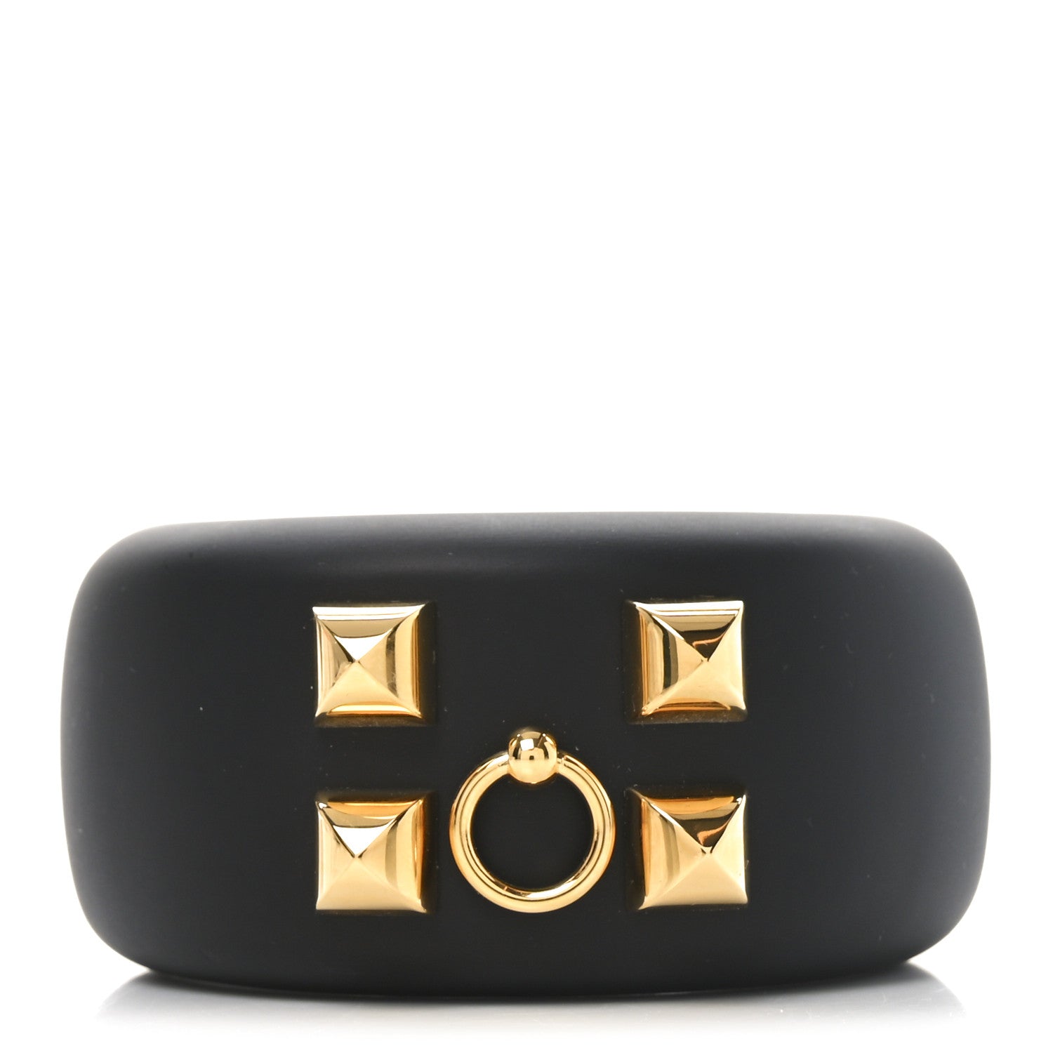 Hermes Pearwood Medor Wide Cuff Bracelet M Black 1 of 5