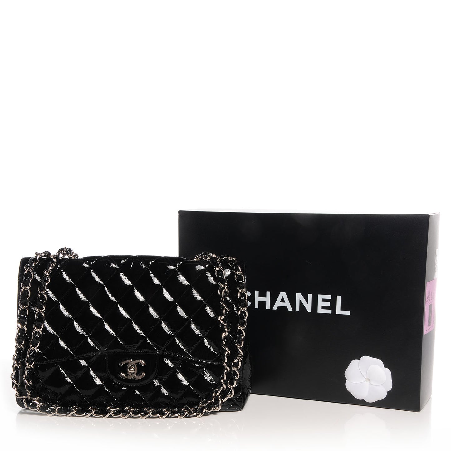 Distressed Patent Jumbo Single Flap Black
