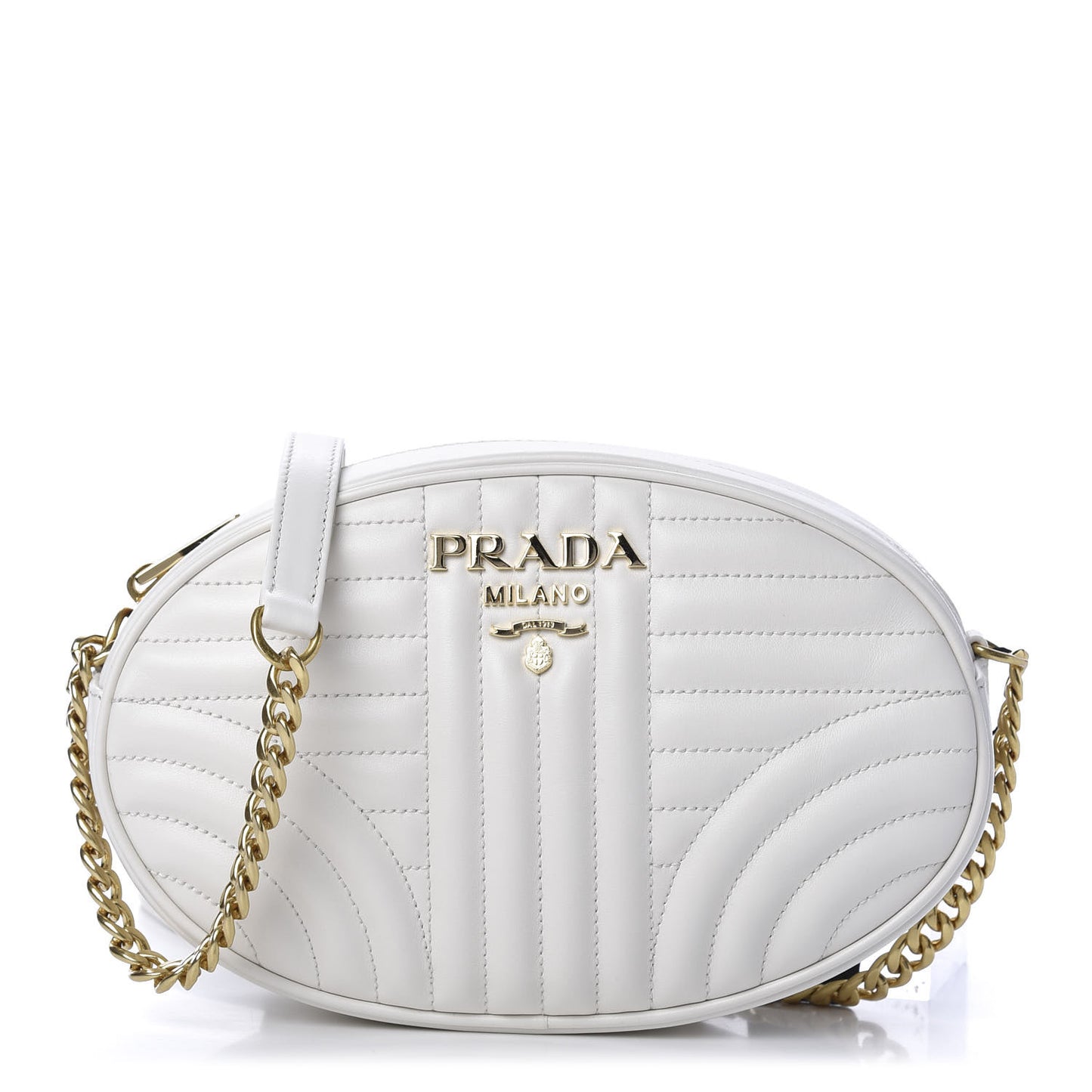 Soft Calfskin Impunture Diagramme Chain Crossbody White