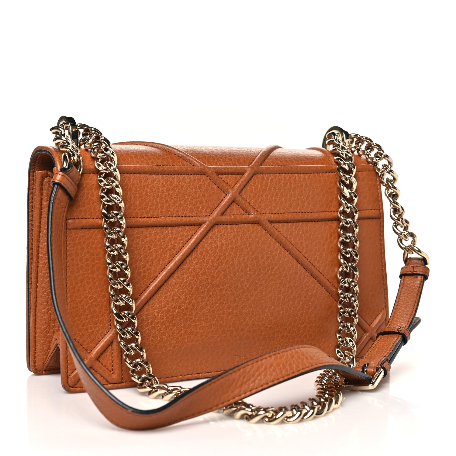 Christian Dior Grained Calfskin Medium Diorama Flap Bag Brown 3 of 13