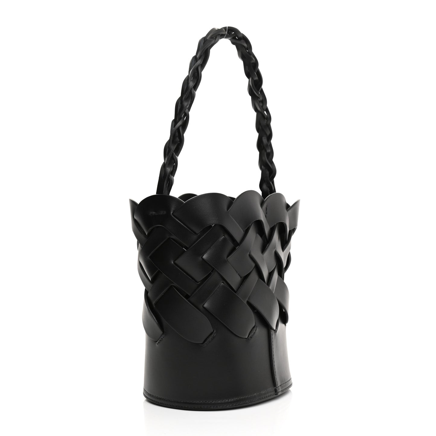 Vitello Intreccio Bucket Bag Black