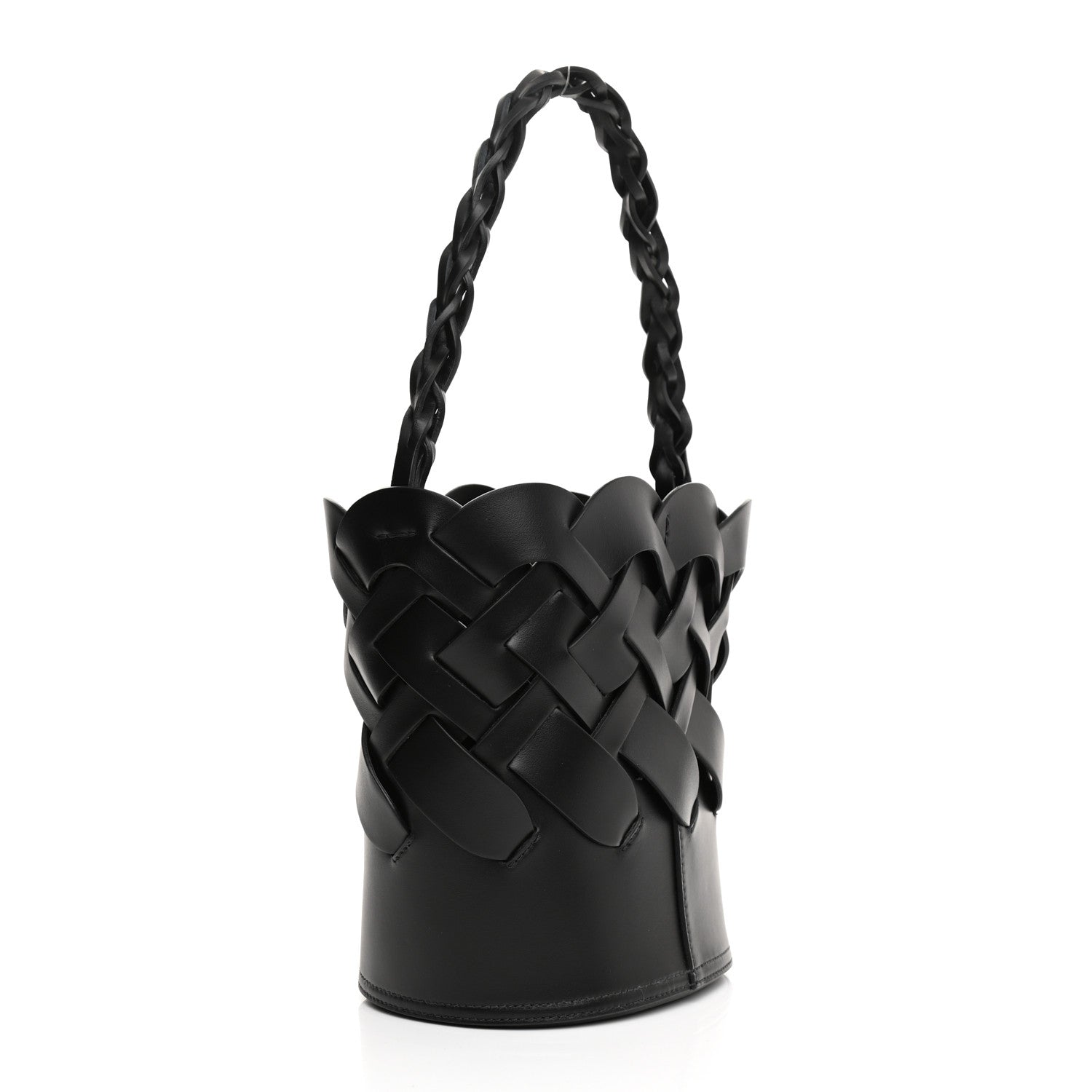 Prada Vitello Intreccio Bucket Bag Black 6 of 19