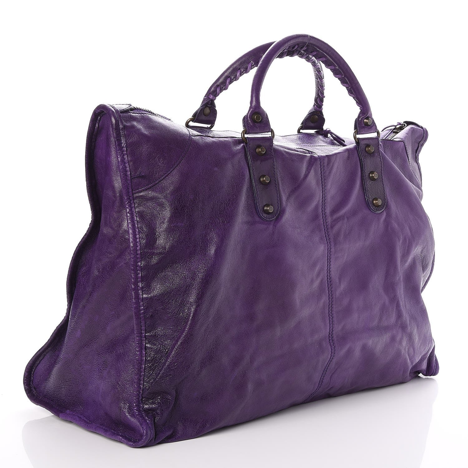 Balenciaga Agneau Classic Hardware Weekender Eggplant 3 of 7