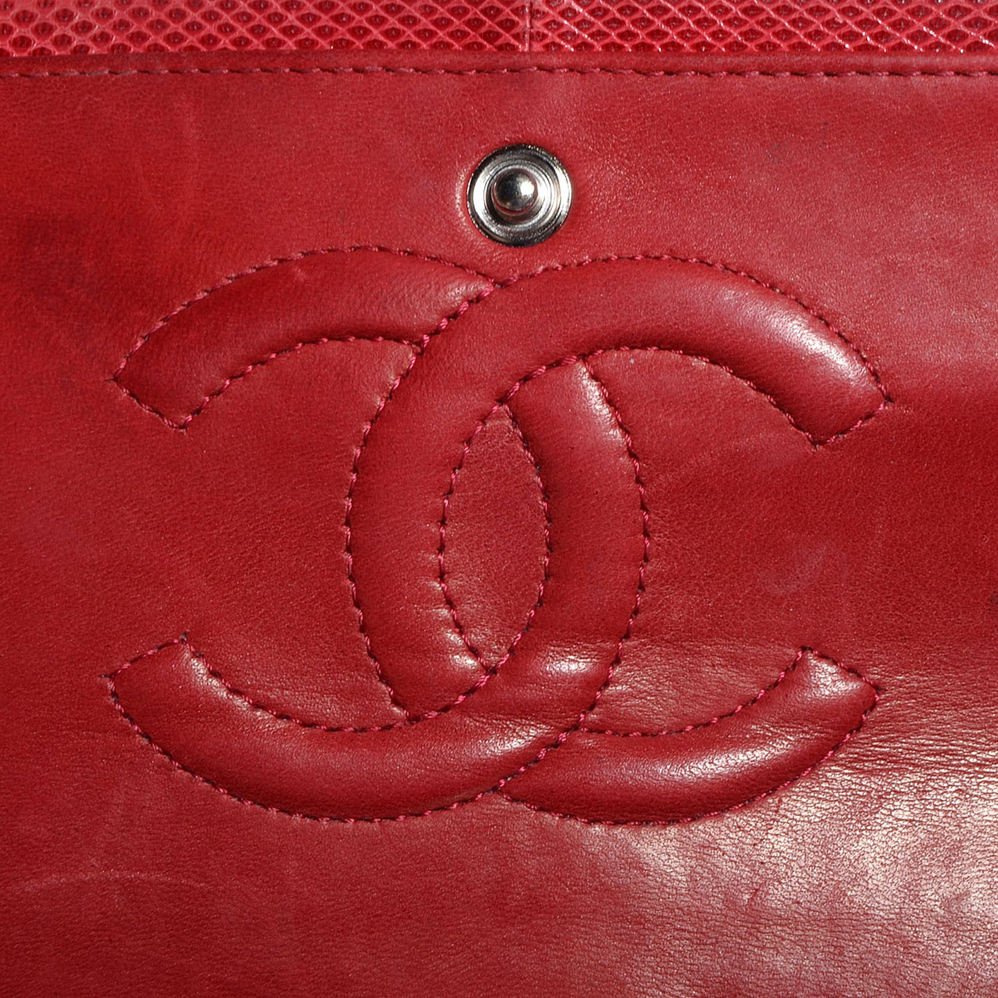 Lizard Quilted Medium Double Flap Red