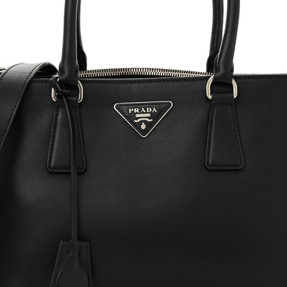 Prada City Calf Bi-Color Medium Galleria Double Zip Tote Black Celeste 7 of 18