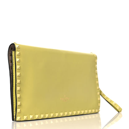 Valentino Garavani Nappa Monochrome Rockstud Wristlet Clutch Soft Yellow 3 of 8