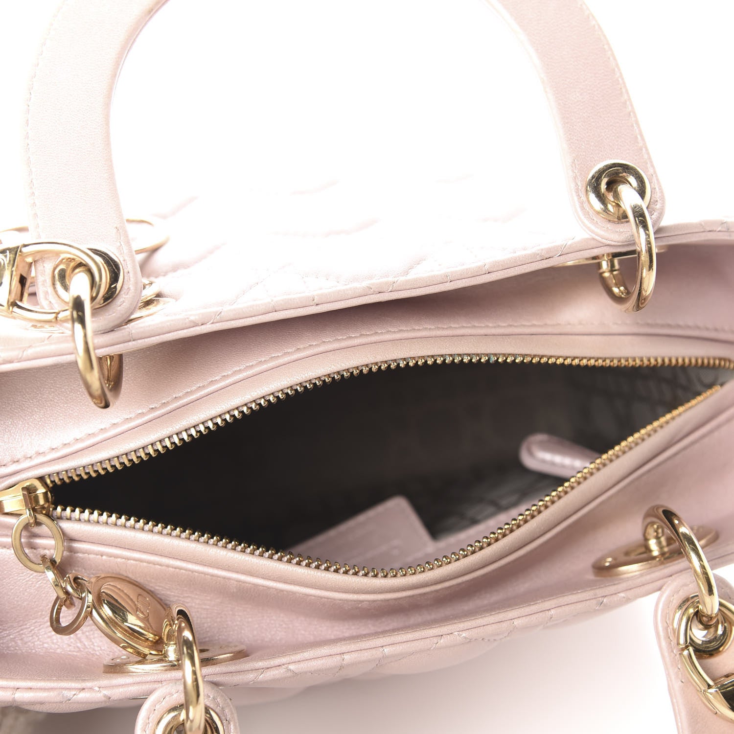 Christian Dior Pearly Lambskin Cannage Medium Lady Dior Lotus 5 of 10