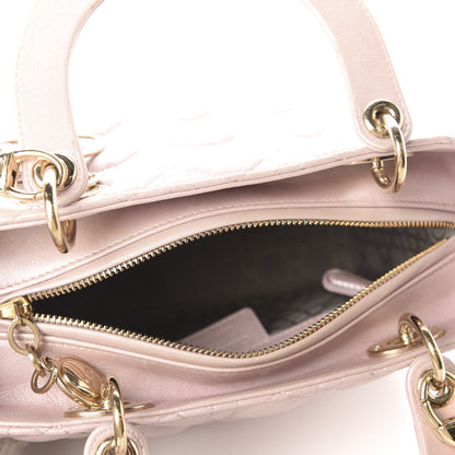 Christian Dior Pearly Lambskin Cannage Medium Lady Dior Lotus 5 of 10
