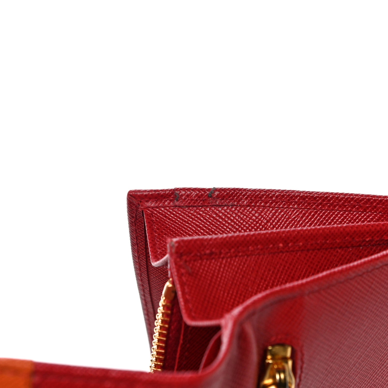 Prada Saffiano Bi-Color Metal Continental Flap Wallet Fuoco Papaya 13 of 17