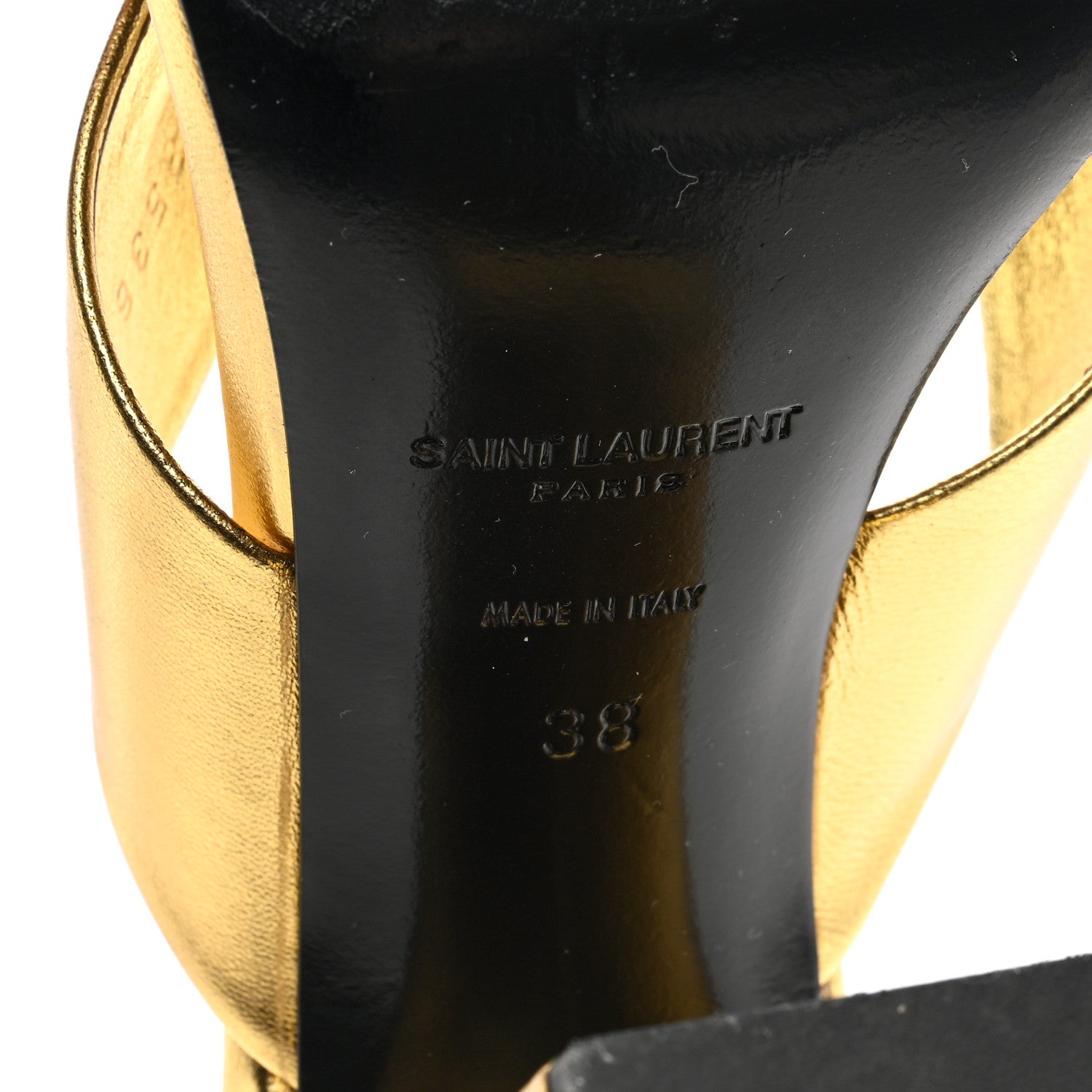 Saint Laurent Metallic Calfskin Bianca Knotted Mule Sandals 38 Gold 6 of 8