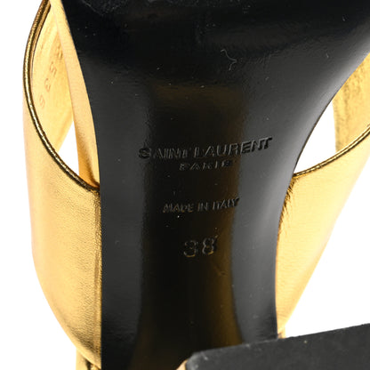 Saint Laurent Metallic Calfskin Bianca Knotted Mule Sandals 38 Gold 6 of 8