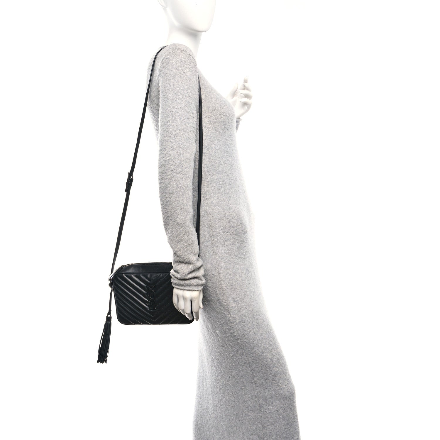 Saint Laurent Calfskin Matelasse Monogram Monochrome Lou Camera Bag Black 2 of 10