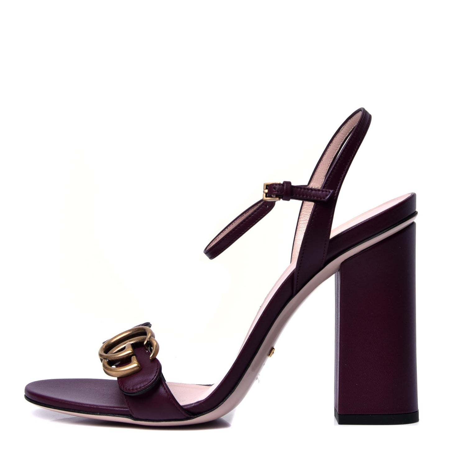 Lifford Calfskin GG Marmont Ankle Wrap 105mm Sandals 39 Vintage Bordeaux