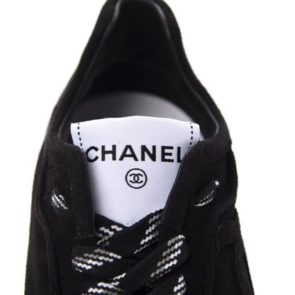 Chanel Suede Goatskin CC Sneakers 37 Black CHANEL 8 of 10