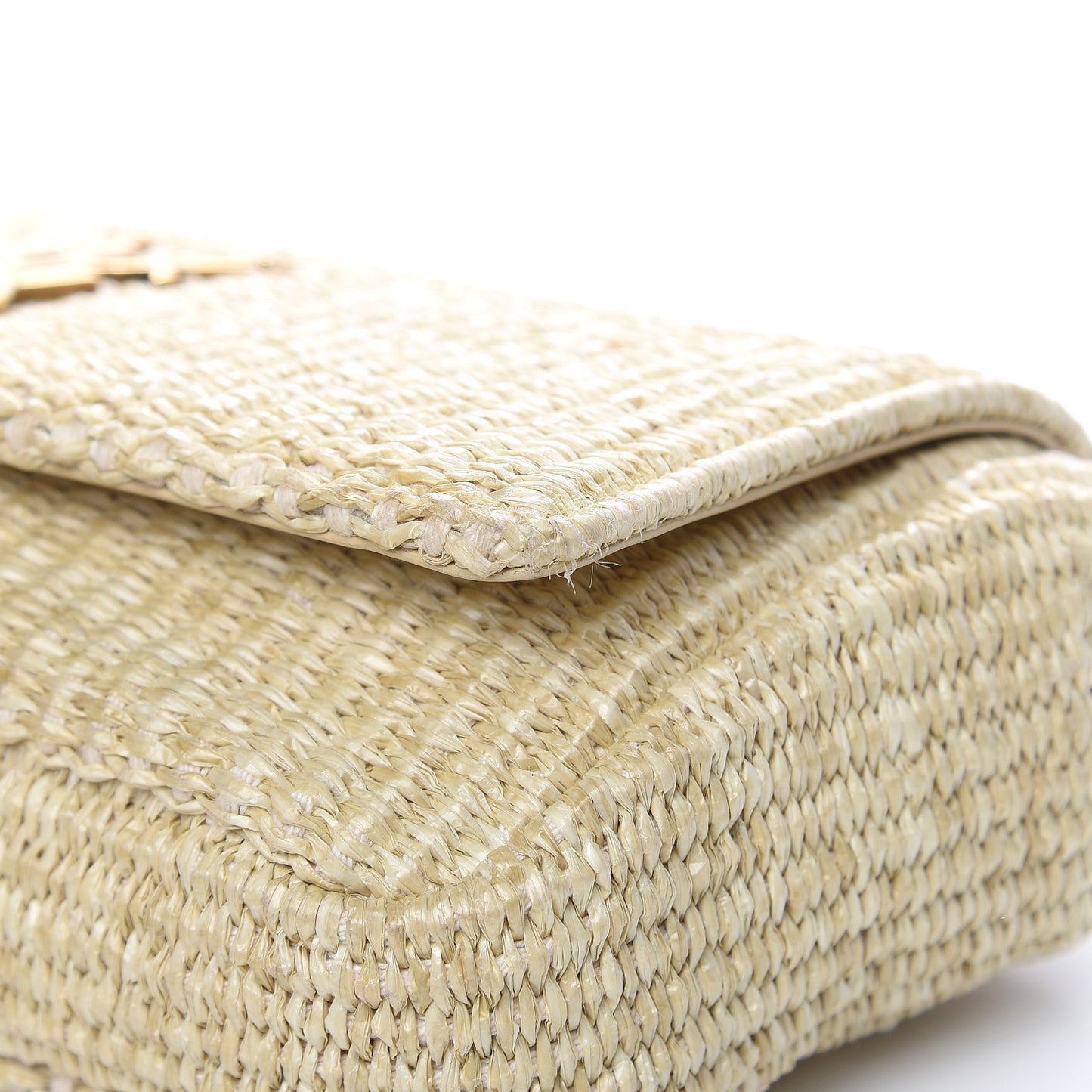 Raffia Medium Monogram Kate Satchel Naturale