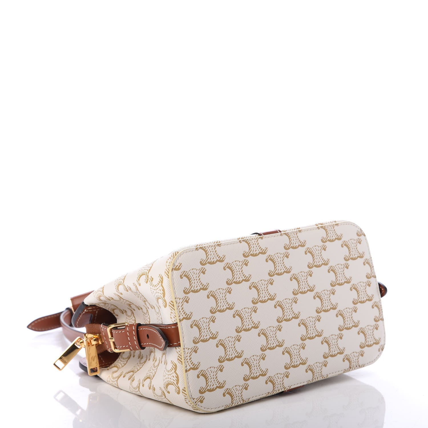 Celine Calfskin Canvas Triomphe Teen Cabas De France White 4 of 10