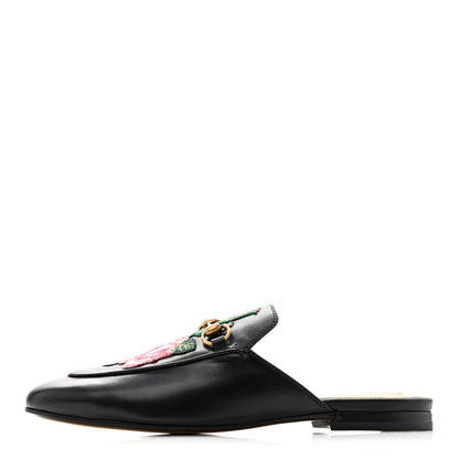 Gucci Calfskin Flower Embroidered Princetown Slippers 38 Black 1 of 11