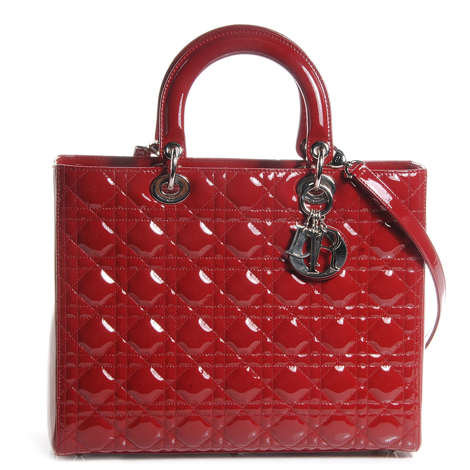 Christian Dior Patent Cannage Large Lady Dior Red 1 of 7