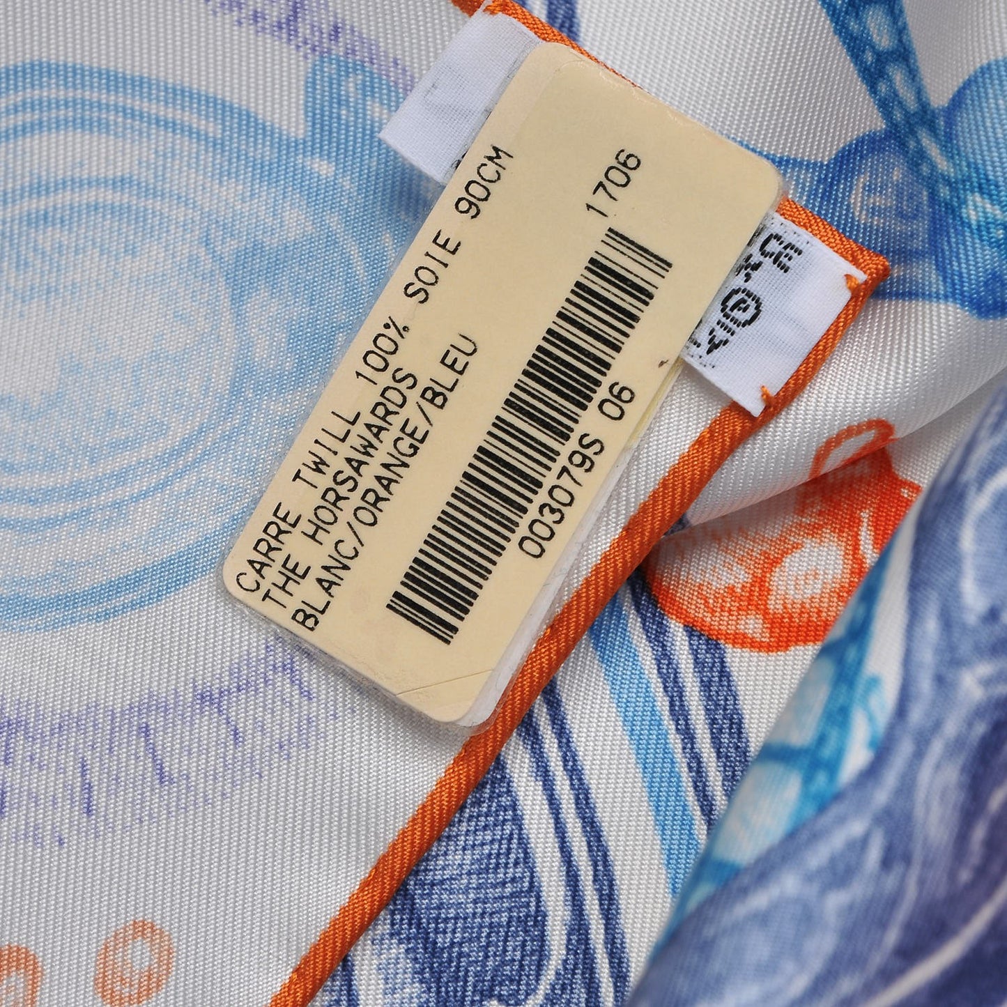 Silk Horsawards Scarf 90 Blanc Orange Bleu