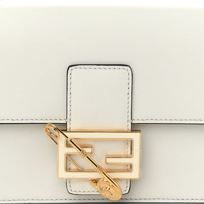 Fendi X VERSACE Vitello Seta Fendace Brooch Baguette White Ice 8 of 10