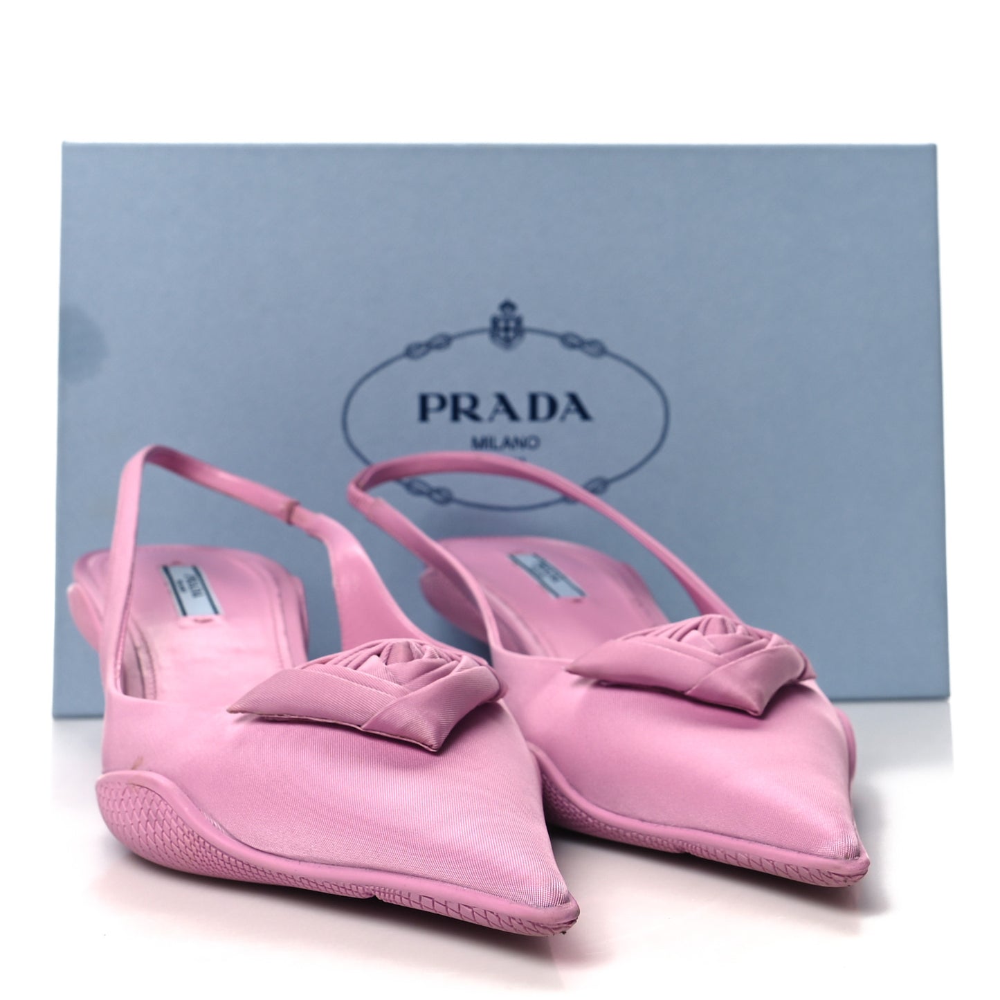 Nylon Flower Pointed Toe 45mm Slingback Pumps 40 Primula