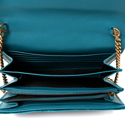 Gucci Velvet Matelasse GG Marmont Chain Wallet Pavone Cyan 4 of 8