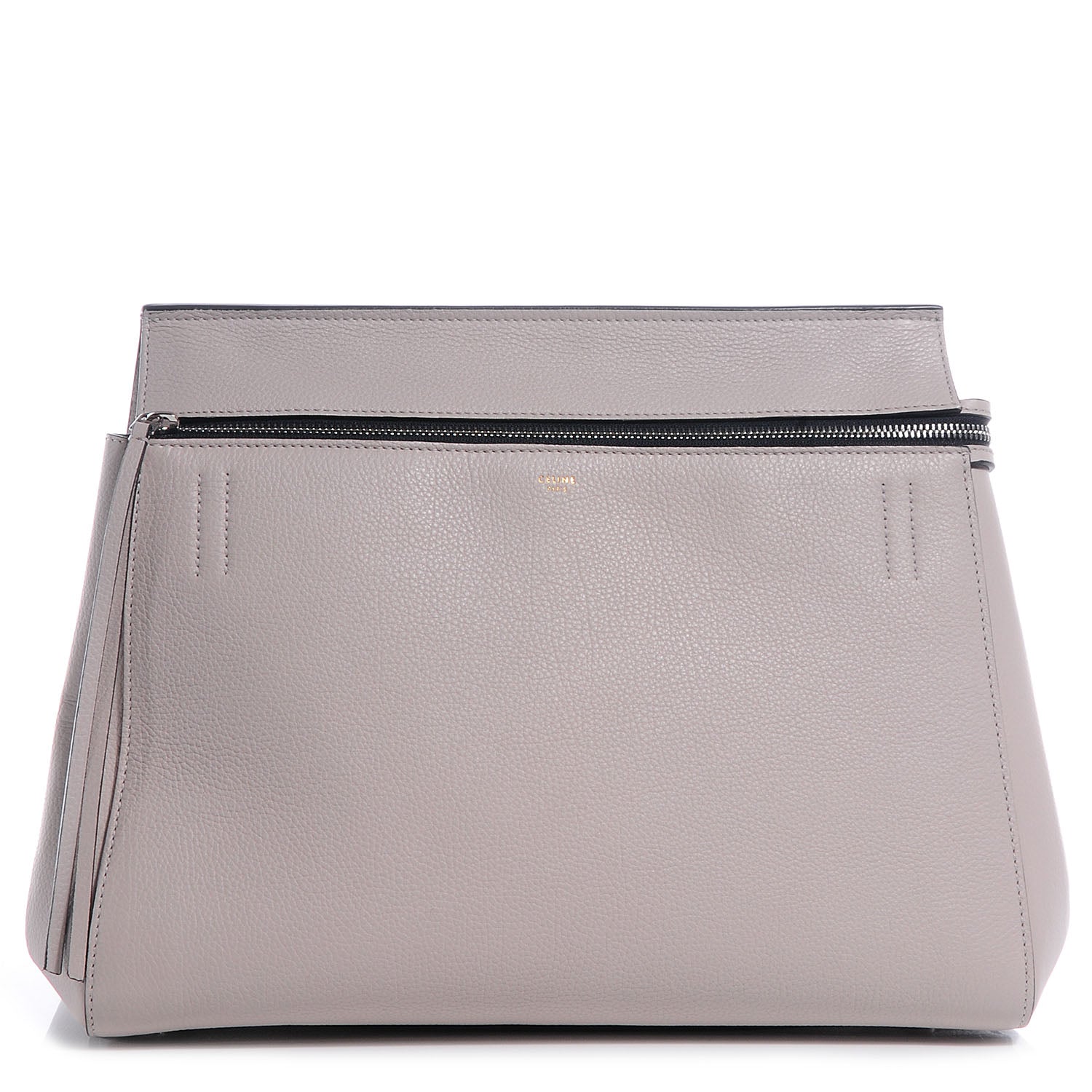 Celine Pebbled Leather Medium Edge Shoulder Bag Pearl Grey 1 of 8