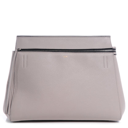 Celine Pebbled Leather Medium Edge Shoulder Bag Pearl Grey 1 of 8