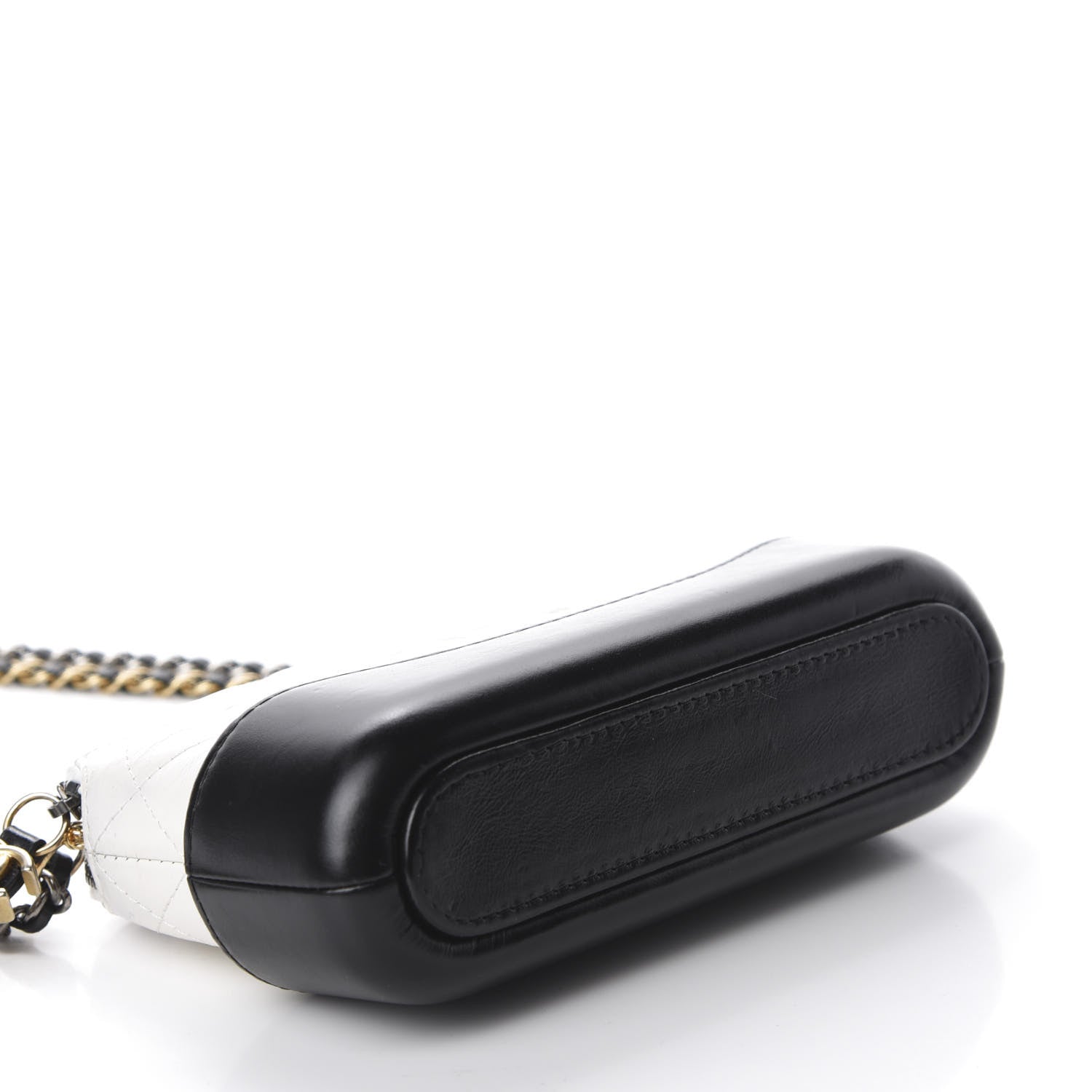 Chanel Aged Calfskin Quilted Small Gabrielle Clutch With Chain White Black 4 of 11