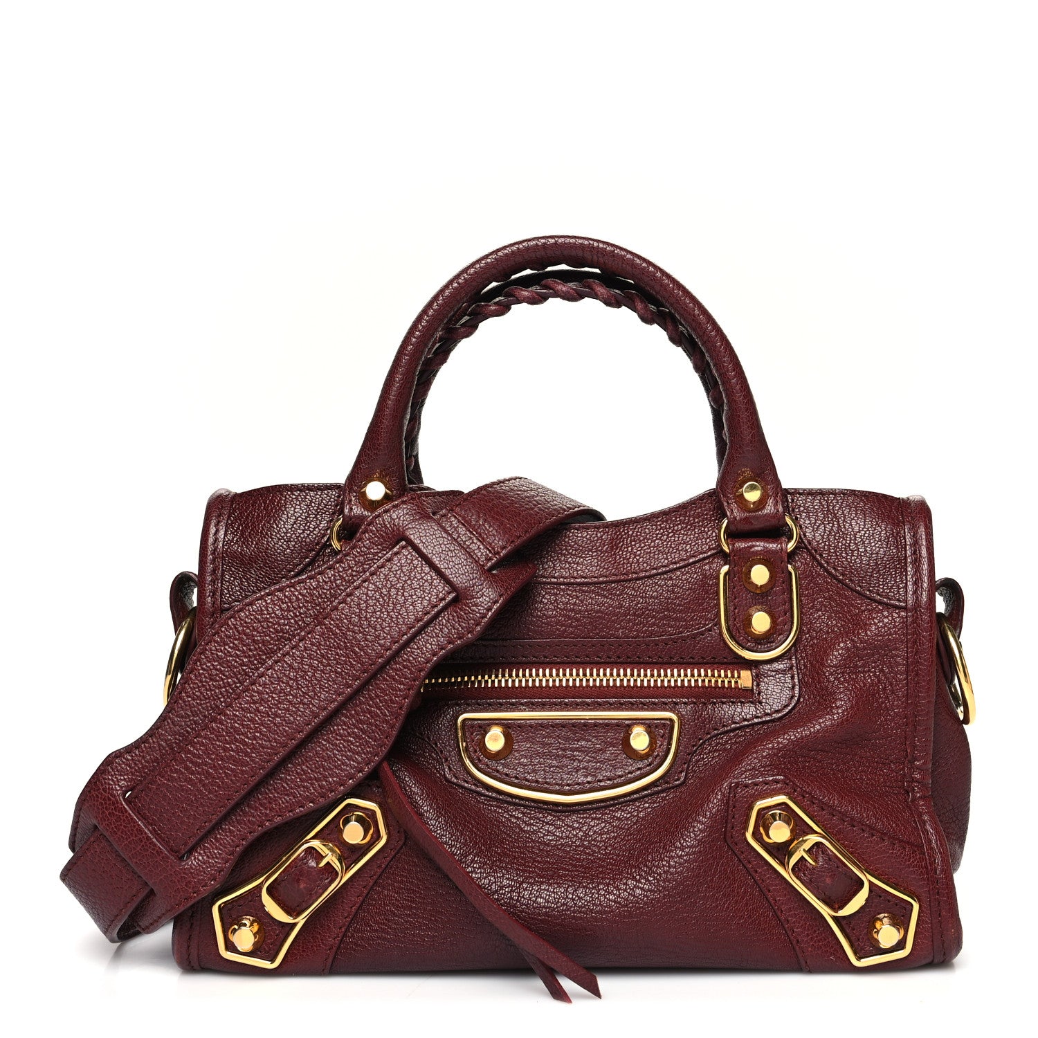 Balenciaga Chevre Gold Metallic Edge Hardware Mini City Bordeaux 1 of 14