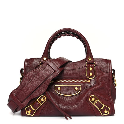 Balenciaga Chevre Gold Metallic Edge Hardware Mini City Bordeaux 1 of 14