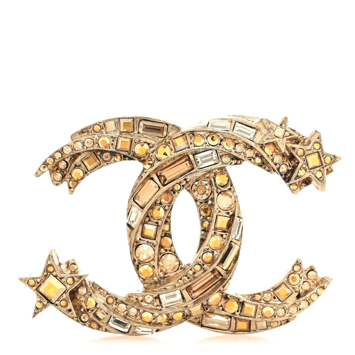 Crystal Starfall CC Brooch Gold