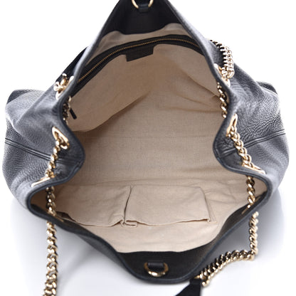 Gucci Pebbled Calfskin Medium Soho Chain Shoulder Bag Black 5 of 11