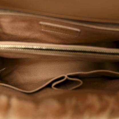 Chanel Shearling Lambskin Chevron Quilted Small Coco Handle Flap Beige 5 of 12