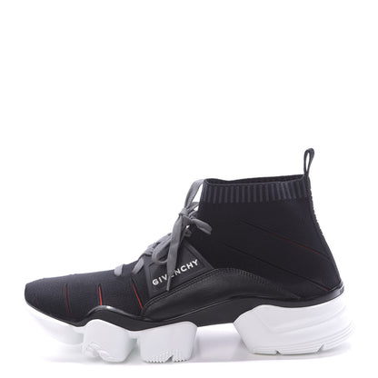Givenchy Calfskin Neoprene Knitted Jaw Contrasted Cut Out Mid-Height Sneakers 45 Black Red 1 of 10
