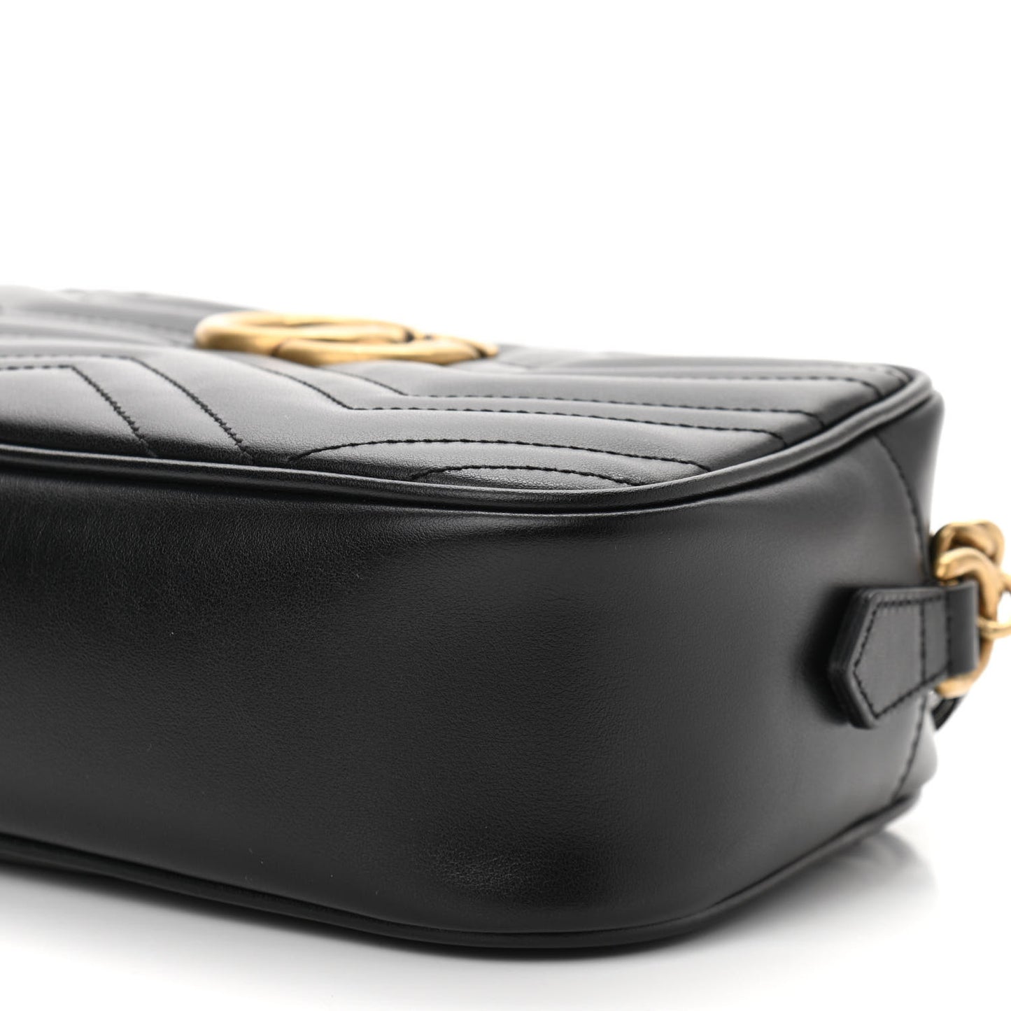 Calfskin Matelasse Small GG Marmont Chain Shoulder Bag Black
