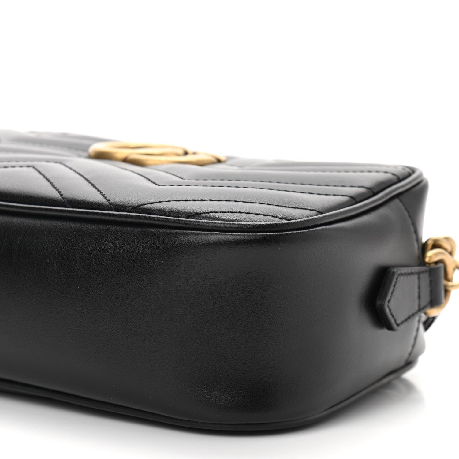 Gucci Calfskin Matelasse Small GG Marmont Chain Shoulder Bag Black 11 of 13