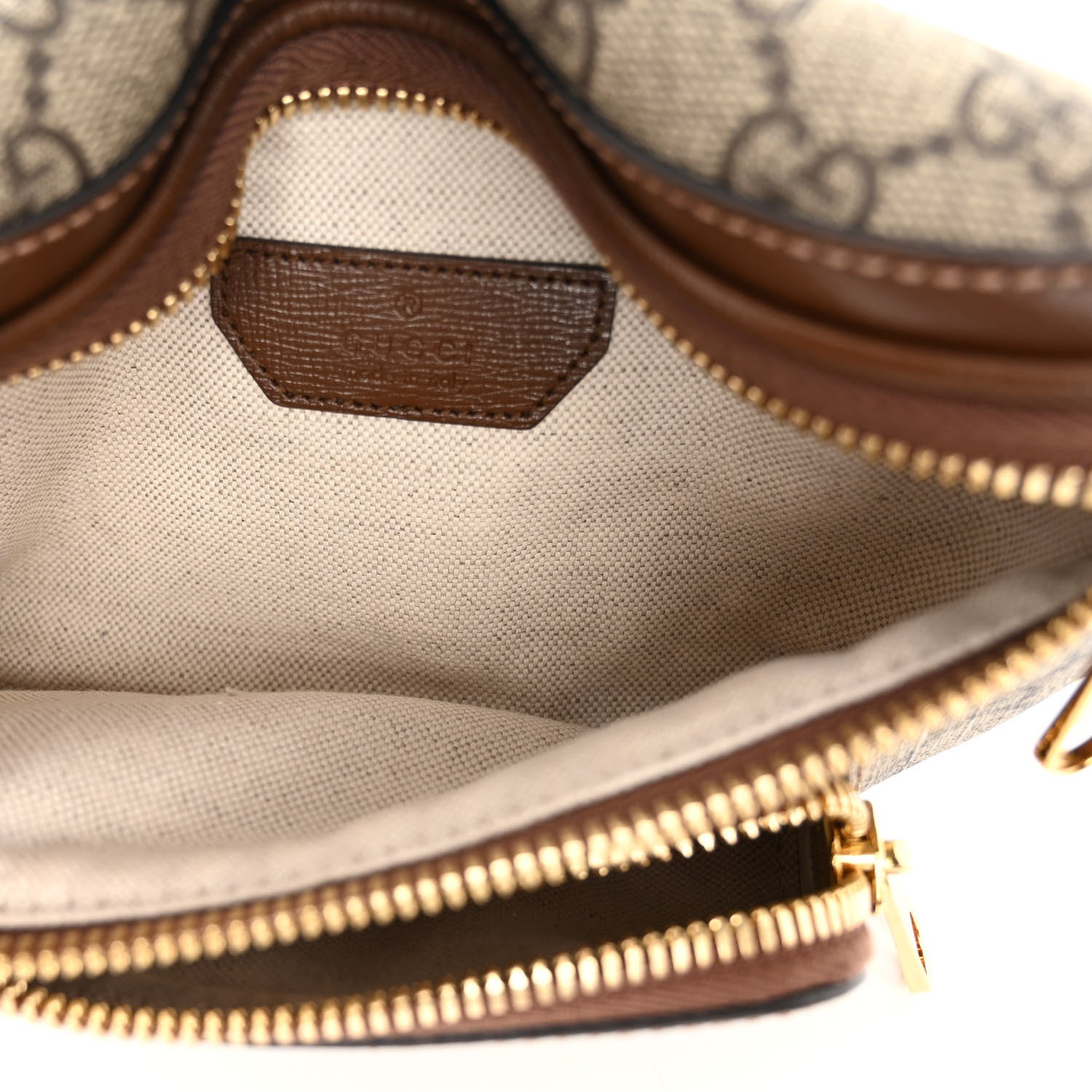 Gucci GG Supreme Monogram Textured Calfskin Retro Interlocking G Belt Bag Beige Ebony Brown Sugar 5 of 12