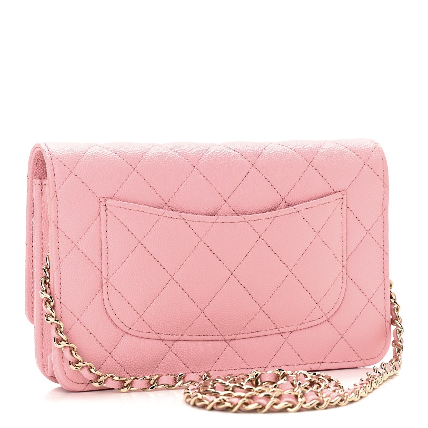Caviar Quilted Wallet on Chain WOC Light Pink
