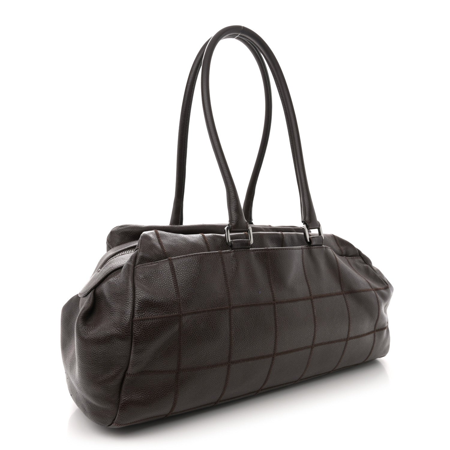 Chanel Caviar Square Stitched Large Satchel Dark Brown 2 of 16