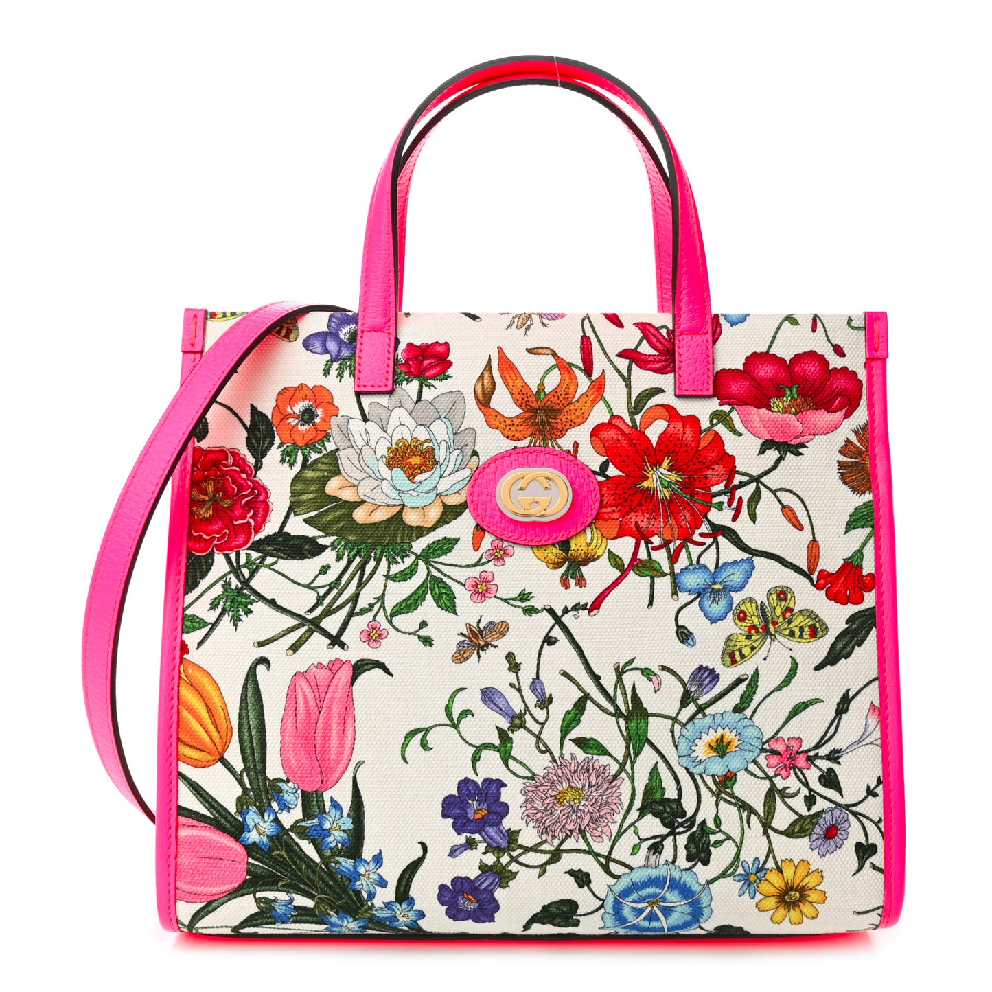 Canvas Medium Flora Tote Fuchsia