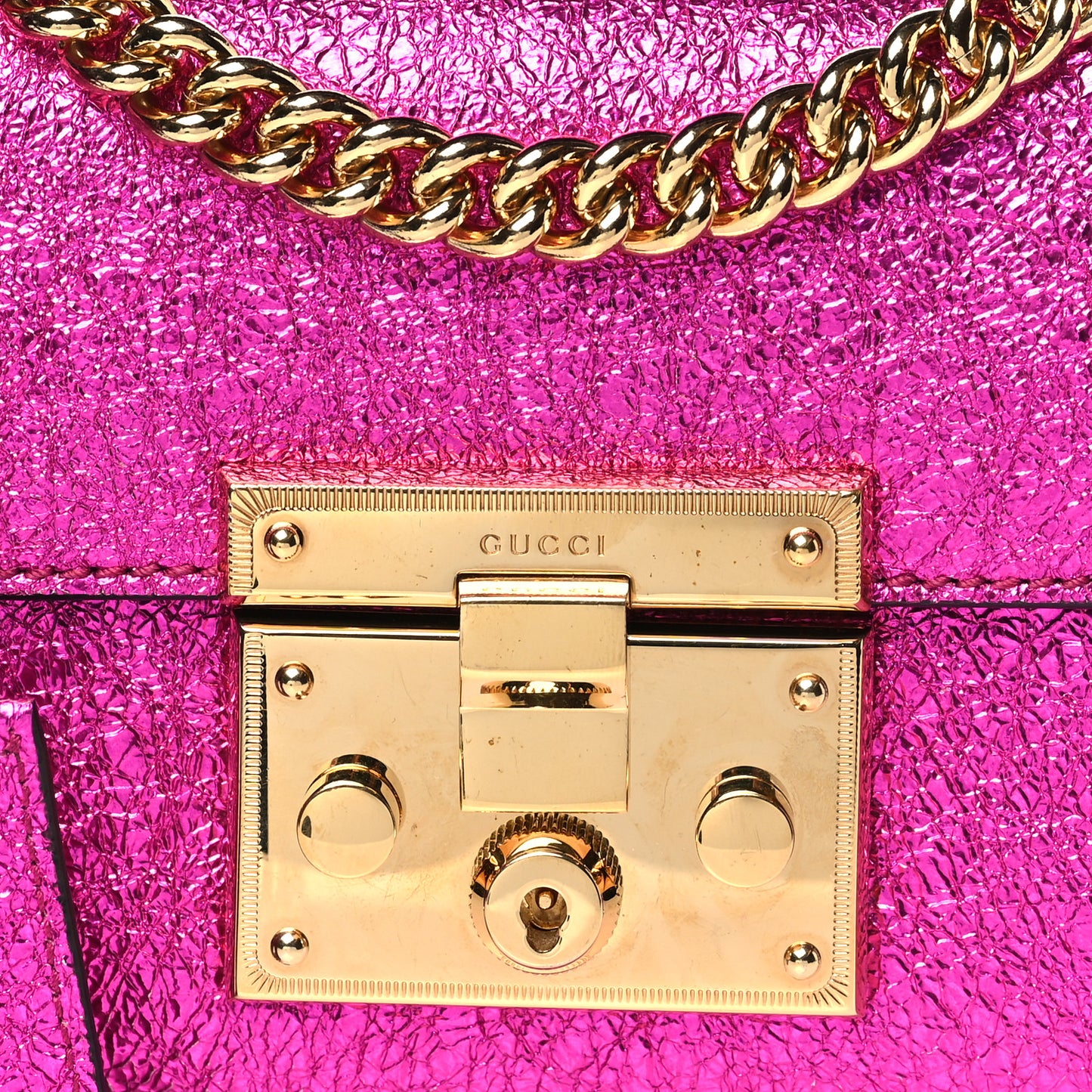 Galassia Small Padlock Shoulder Bag Fuxia