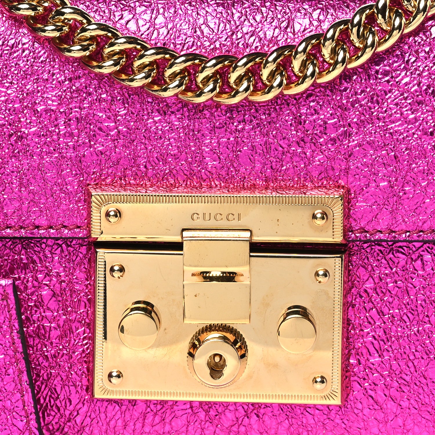 Gucci Galassia Small Padlock Shoulder Bag Fuxia 8 of 10
