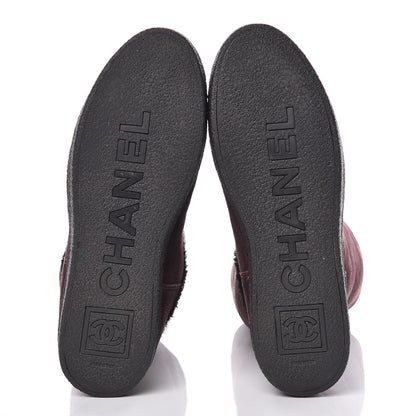Chanel Suede Logo Boots 41 Burgundy 5 of 13