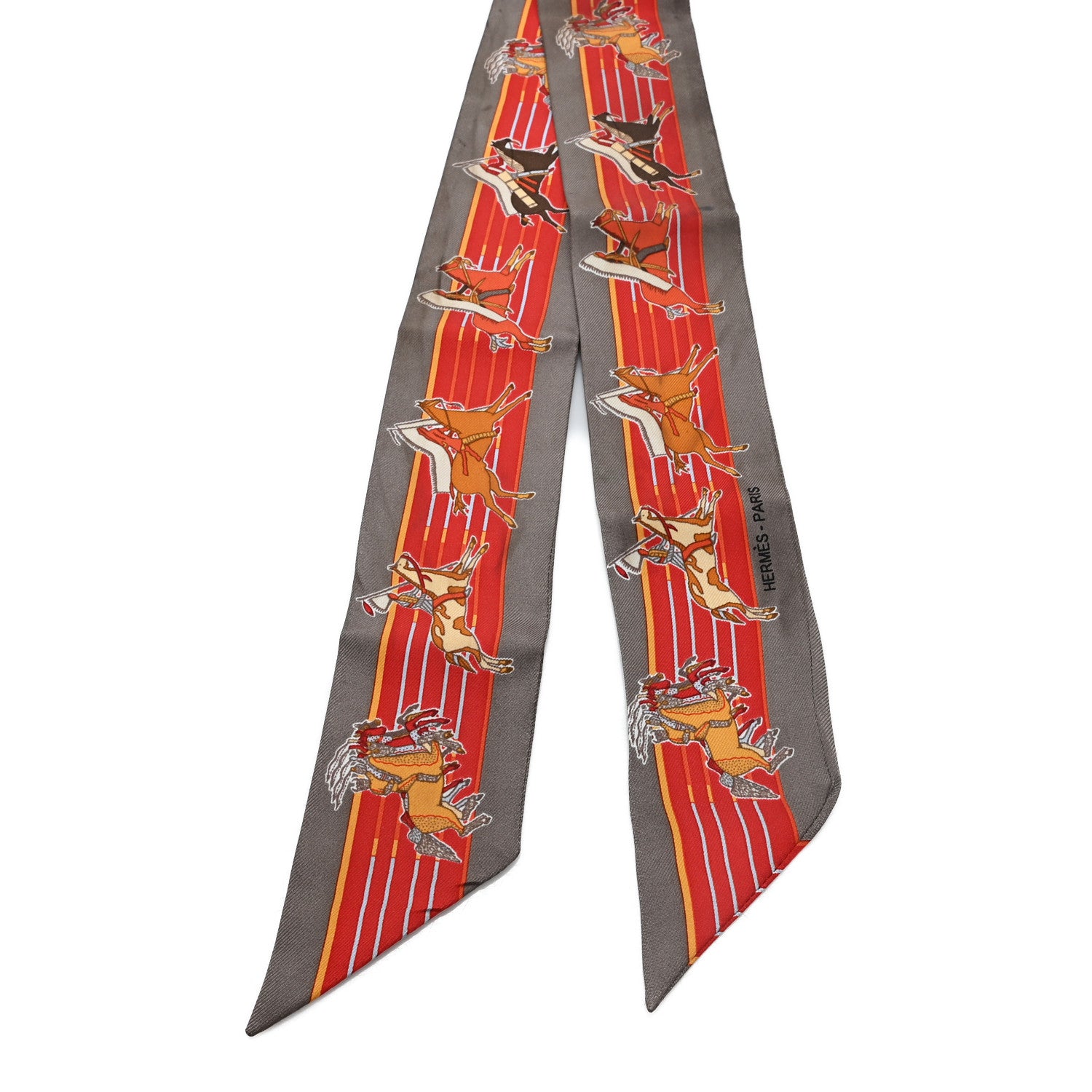 Hermes Silk Pani La Shar Pawnee Twilly Etoupe Rouge Orange 2 of 4