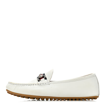 Gucci Miro Soft Calfskin Web Mens Horsebit Driver Loafers 7 White 1 of 12