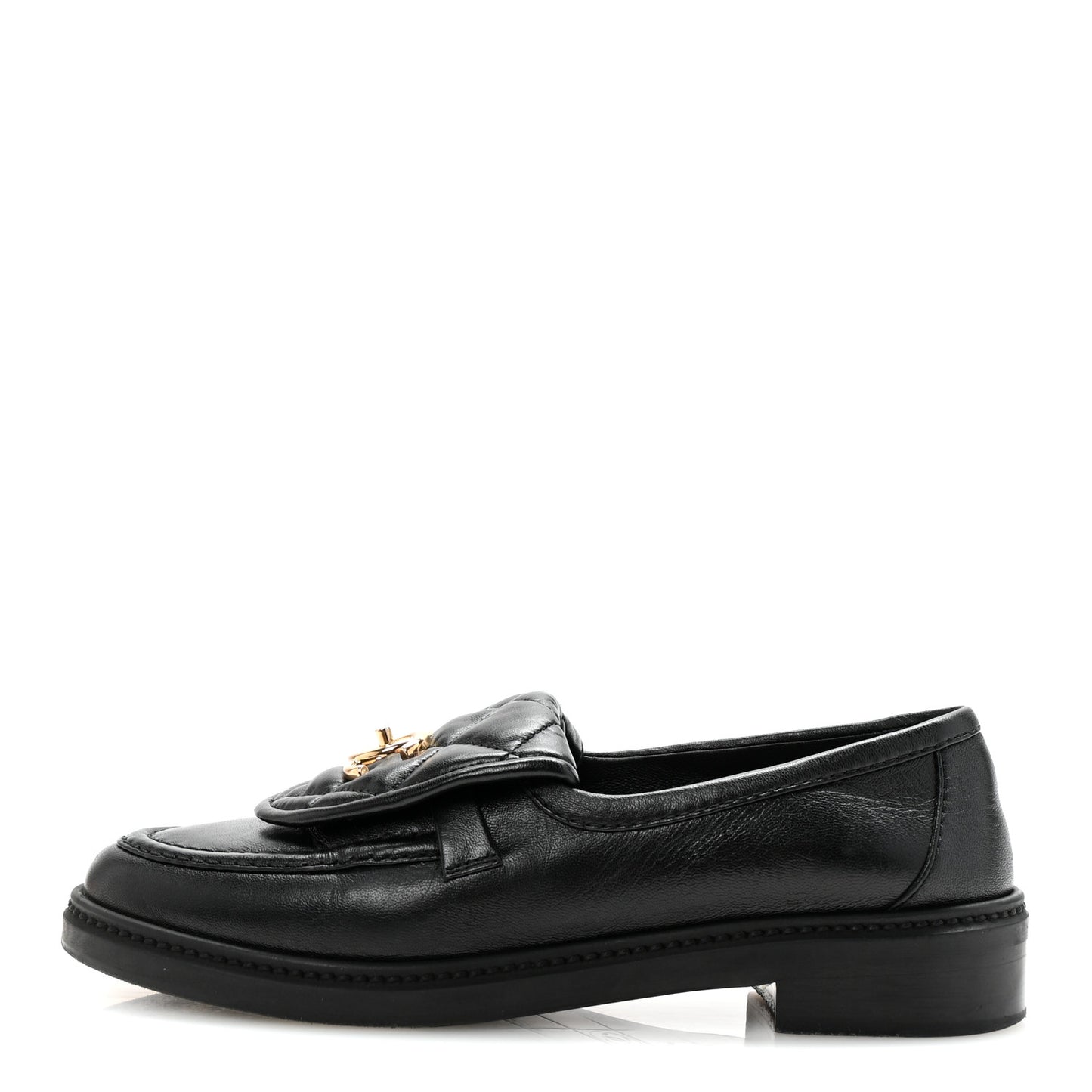 Lambskin Quilted CC Turnlock Loafers 38 Black