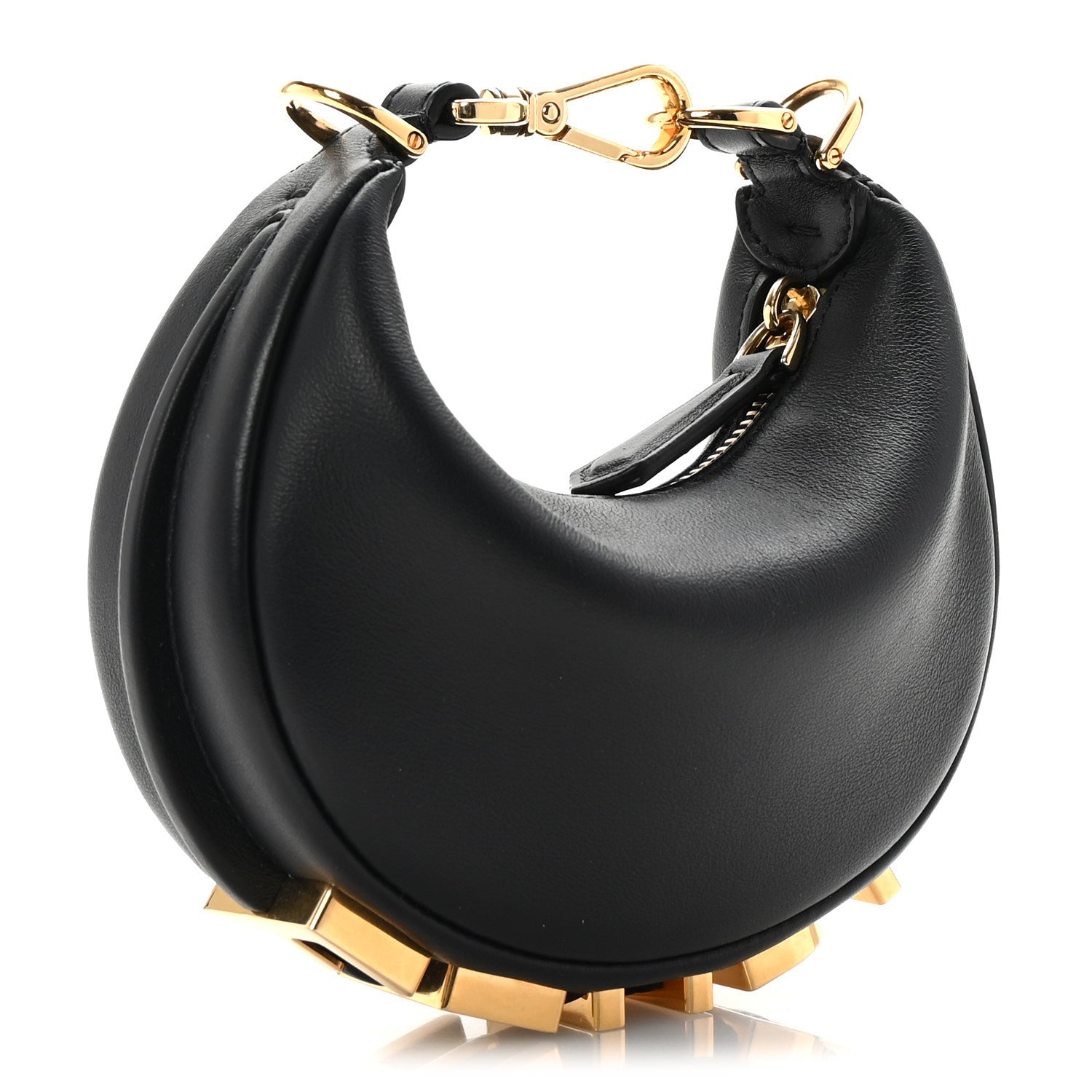 Fendi Vitello Grace Matte Nano Fendigraphy Hobo Charm Black 3 of 11