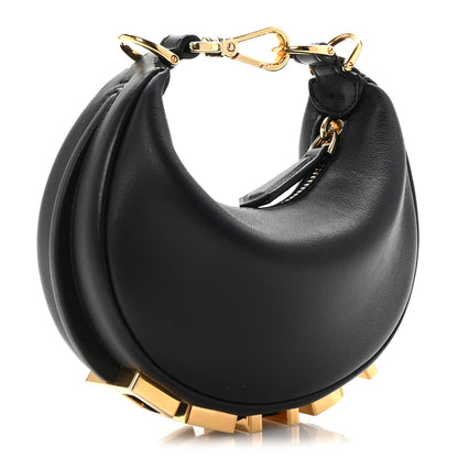 Fendi Vitello Grace Matte Nano Fendigraphy Hobo Charm Black 3 of 11
