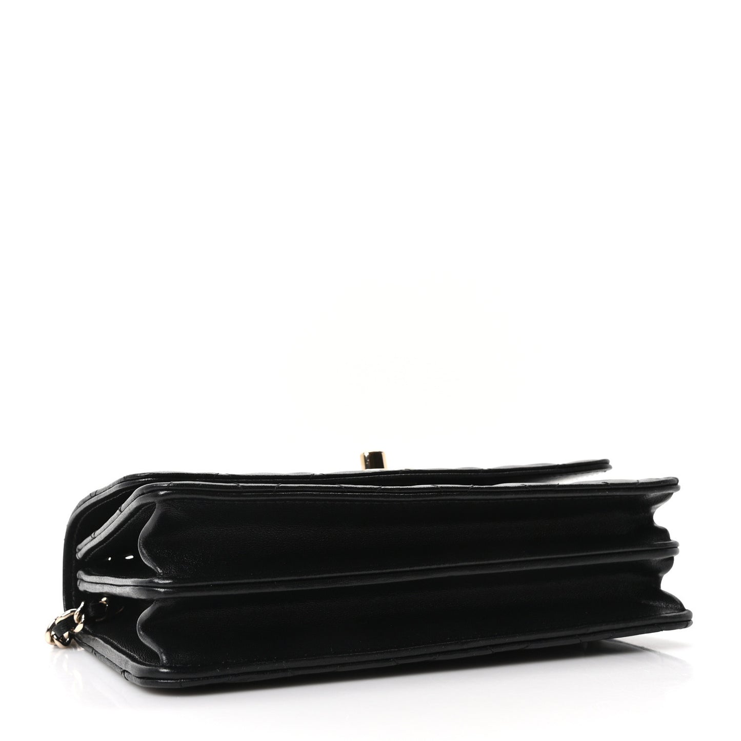 Lambskin Quilted Trendy CC Dual Handle Clutch With Chain Black